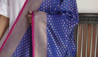 Royal Blue Chunri Booti Cutwork Handloom Banarasi Dupatta