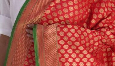 Red Big Boota Cutwork Handloom Banarasi Dupatta