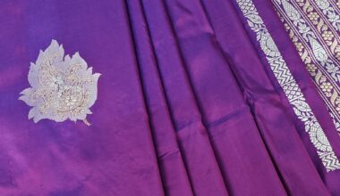 Pure Handloom Alfi Boota Kadhwa Banarasi Saree – Royal Purple